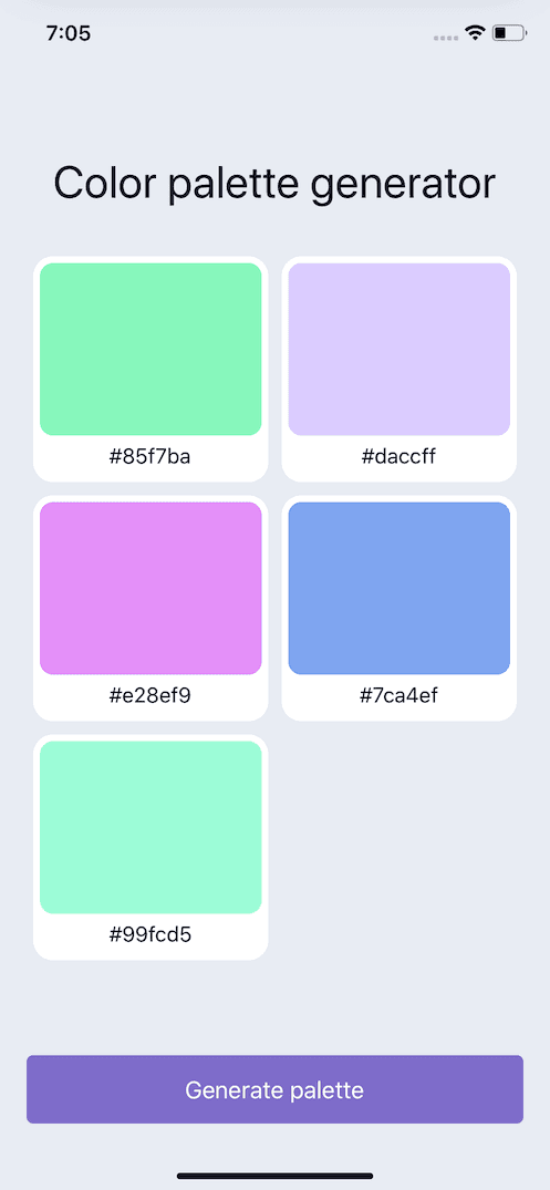 Animated Color Palette Generator in React Native