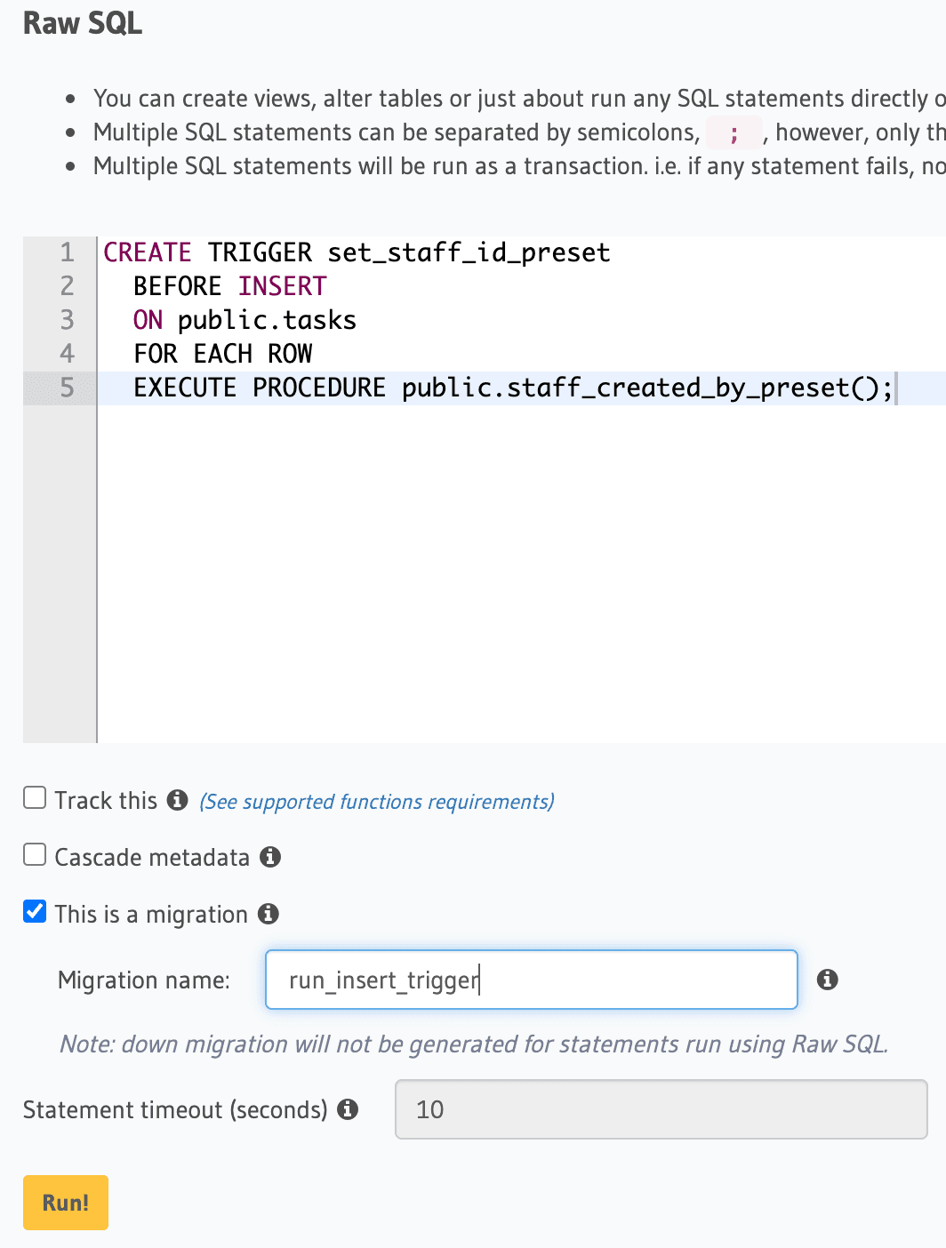 Use Before Insert Postgres Triggers as SQL Column Presets with Hasura